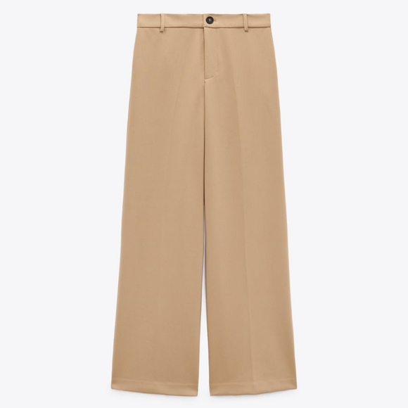 Zara Wide Leg Pants Trousers Camel - Picture 7 of 10